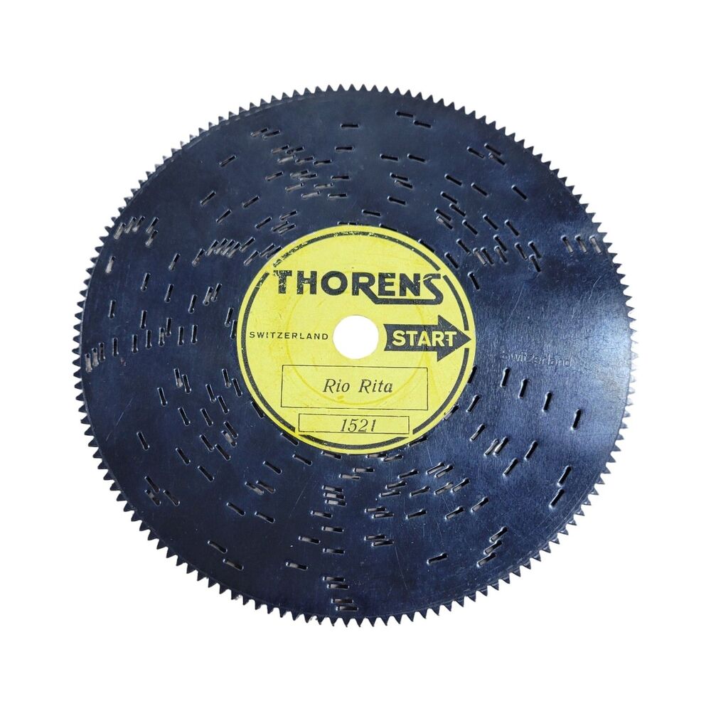 Vtg Thorens Music Box Discs Metal Rio Rita 1521